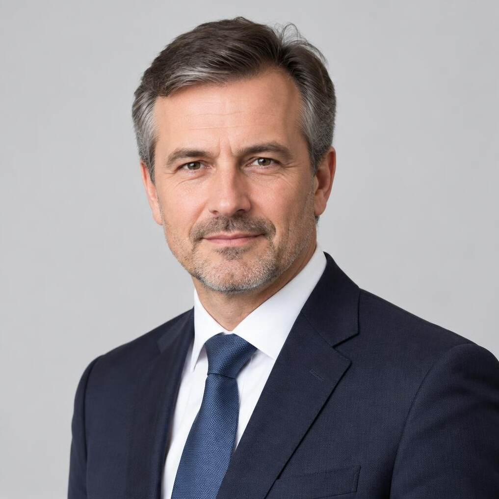 Studio portrait of a Central European man, senior consultant