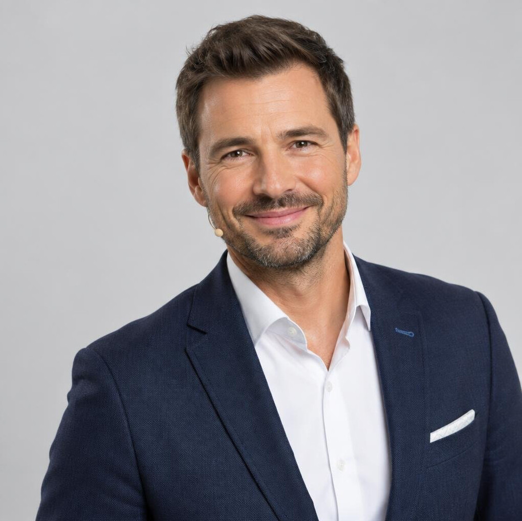 Studio portrait of a Slovenian man, event moderator